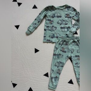 Kids Construction Print Pajama Set - Green